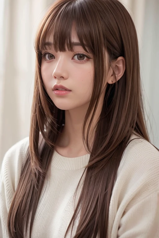 bangs, Brown Hair, high quality,