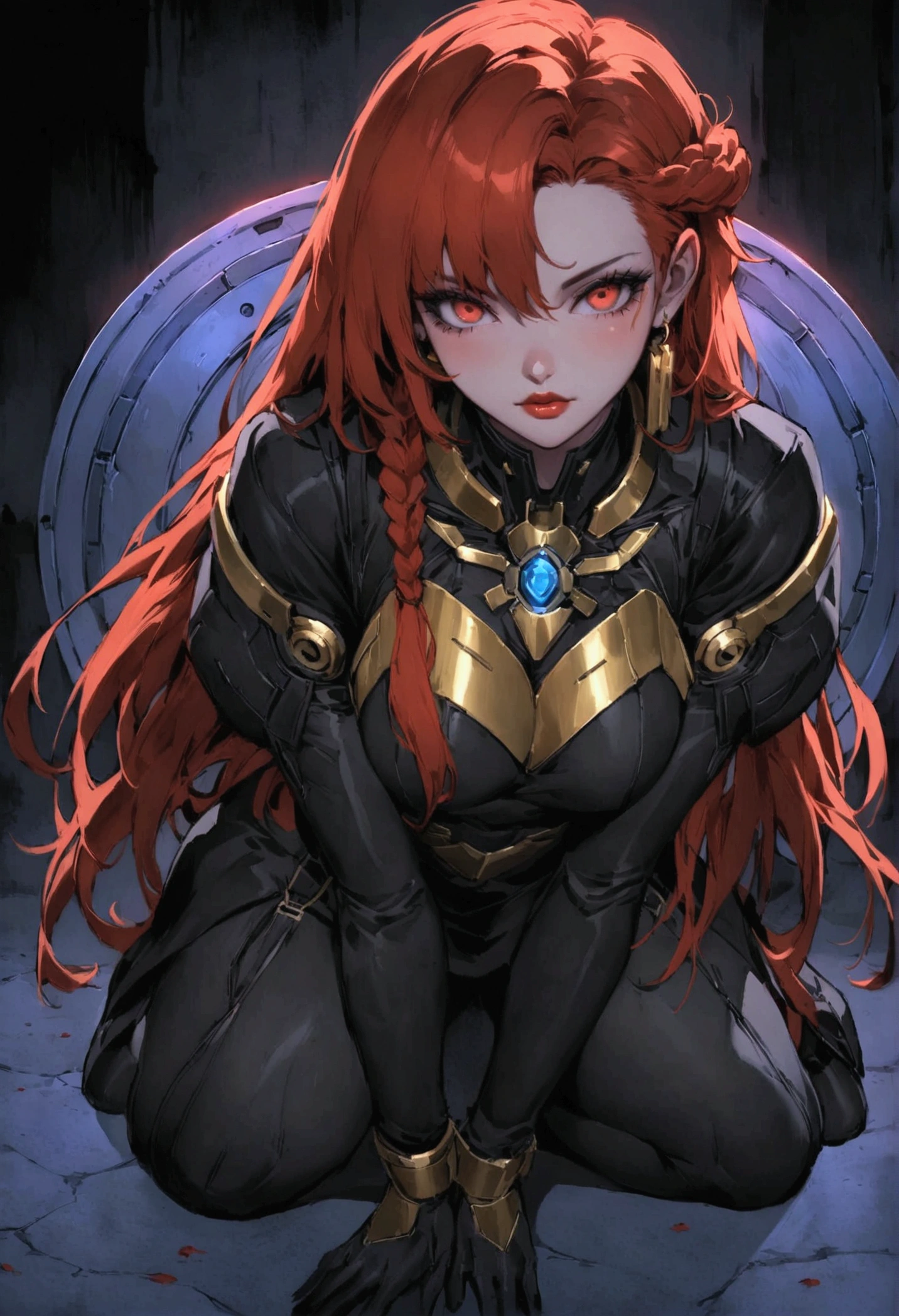forte nevasca e raios e corvos ATMOSFERA, jinx arcane fusão elza frozen, appealing with black and gold red hair woman in full body, lua e sol ao fundo a darck light, digital arma cromada em mãos cyberpunk - art tinta óleo digital cyberpunk estilo yusuke murata cyberpunk