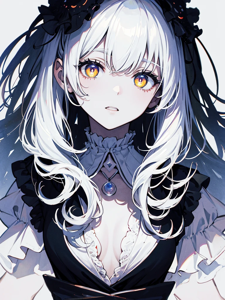 Half of the face is different,sketch (Character design sheet, same characters, whole body, Three-View, front, ~ ~ ~ ~ ~ ~ side, return),(Very bright:1.1), White Background, [1 girl:7], (Tilt your head:1.2), ([sketch|watercolor \(Moderate\)]:1.15),Chaotic abstract background, Vector Trace, グラデーションブレンディング and whole body, Artistic elements add depth to the work. The overall atmosphere is creepy and nightmarish......, With a unique artistic touch. This movie is、The dark and crazy world of horror movies depicted in HD., Evoke visual stimuli and aesthetic sense, that will terrify and excite the audience....,watercolor画, （Lightless, Eyes without highlights, evil eye, Ugly person with white eyes, that&#39;Red eyeliner）,whole body絵, Wearing a maid outfit （Gradient braided hair, (Light purple hair), (Ink blotches:1.1), (pale:1.2),(Light purple:1.2),(Light green:1.2)　Adult features,expensive, wear black tights,Green Eyes, The skin is hidden　and maid, The background is a dark and desolate landscape, Horror movie atmosphere. Her figure is very beautiful, Emphasizing the dark and crazy elements. Skillfully expressing the effects of light and shadow, detailed, The face and expression of the black costume are also carefully drawn.