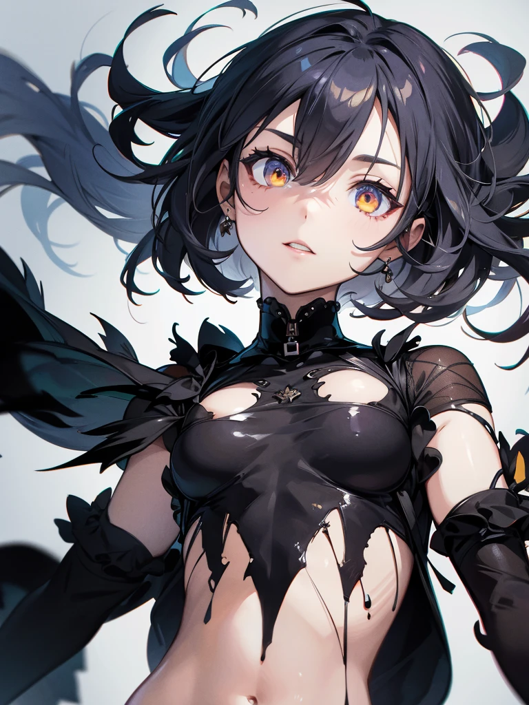 sketch (Character design sheet, same characters, whole body, Three-View, front, ~ ~ ~ ~ ~ side, return),(Very bright:1.1), White Background, [1 girl:7], (Tilt your head:1.2), ([sketch|watercolor \(Moderate\)]:1.15),Chaotic Abstractionな背景, Vector Trace, グラデーションブレンディング and whole body, Artistic elements add depth to the work. The overall atmosphere is creepy and nightmarish....., With a unique artistic touch. This movie is、The dark and crazy world of horror movies depicted in HD., Evoke visual stimuli and aesthetic sense, that will terrify and excite the audience....,watercolor画, （Lightless, Eyes without highlights, evil eye, Ugly person with white eyes, that&#39;Red eyeliner）,whole body絵, Wearing a maid outfit （Gradient braided hair, (Light purple hair), (Ink blotches:1.1), (pale:1.2),(Light purple:1.2),(Light green:1.2)　Adult features,expensive, wear black tights,Green Eyes, The skin is hidden　and maid, The background is a dark and desolate landscape, Horror movie atmosphere. Her figure is very beautiful, Emphasizing the dark and crazy elements. Skillfully expressing the effects of light and shadow, detailed, The face and expression of the black costume are also carefully drawn.....,sketch (Character design sheet, same characters, whole body, Three-View, front, ~ ~ ~ ~ ~ side, return) 1 female, Nervous,Cowboy Shot,,(Very bright:1.1), White Background, [1 girl:7], (Tilt your head:1.2), ([sketch|watercolor \(Moderate\)]:1.15),Chaotic Abstraction