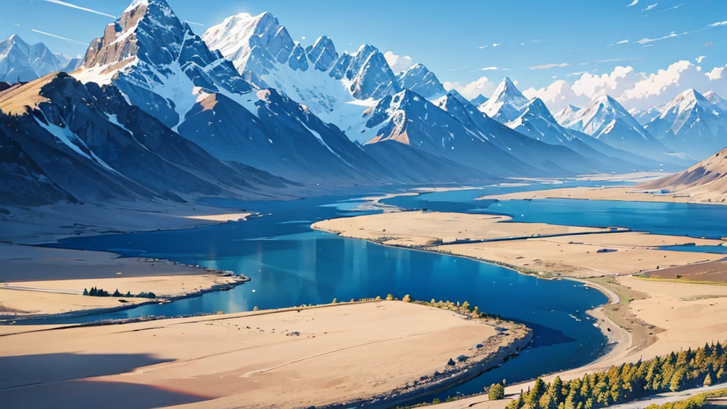 wide river There are many mountains blue sky (High image resolution)
