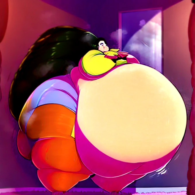 Fox, female, long hair,blob, hyper blob ,fat arms, fat legs, chubby cheeks, double chin,fat neck, hyper breasts, hyper hyper thighs, hyper belly, hyper fat ,zoom , hyper blob, hyper blob, hyper blob , sitting 