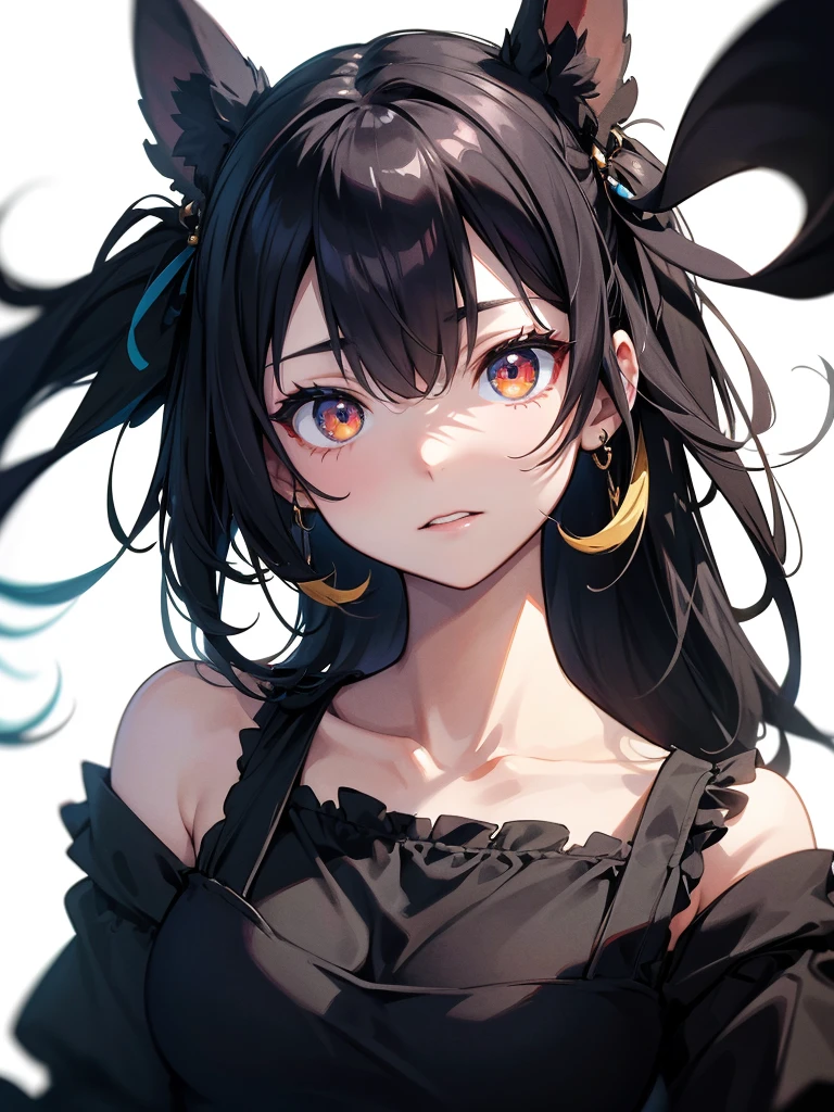(Left and right split themes:1.0),No gaps,Heterochromia iridis,((Two Tone Hair:1.2)),(Chiaroscuro:1.2),(左~ sideは黒い髪と赤い目です,右~ sideは白い髪と青い目です:1.2), and 
sketch (Character design sheet, same characters, whole body, Three-View, front, ~ ~ ~ ~ ~ side, return),(Very bright:1.1), White Background, [1 girl:7], (Tilt your head:1.2), ([sketch|watercolor \(Moderate\)]:1.15),Chaotic Abstractionな背景, Vector Trace, グラデーションブレンディング and whole body, Artistic elements add depth to the work. The overall atmosphere is creepy and nightmarish....., With a unique artistic touch. This movie is、The dark and crazy world of horror movies depicted in HD., Evoke visual stimuli and aesthetic sense, that will terrify and excite the audience....,watercolor画, （Lightless, Eyes without highlights, evil eye, Ugly person with white eyes, that&#39;Red eyeliner）,whole body絵, Wearing a maid outfit （Gradient braided hair, (Light purple hair), (Ink blotches:1.1), (pale:1.2),(Light purple:1.2),(Light green:1.2)　Adult features,expensive, wear black tights,Green Eyes, The skin is hidden　and maid, The background is a dark and desolate landscape, Horror movie atmosphere. Her figure is very beautiful, Emphasizing the dark and crazy elements. Skillfully expressing the effects of light and shadow, detailed, The face and expression of the black costume are also carefully drawn.....,sketch (Character design sheet, same characters, whole body, Three-View, front, ~ ~ ~ ~ ~ side, return) 1 female, Nervous,Cowboy Shot,,(Very bright:1.1), White Background, [1 girl:7], (Tilt your head:1.2), ([sketch|watercolor \(Moderate\)]:1.15),Chaotic Abstraction