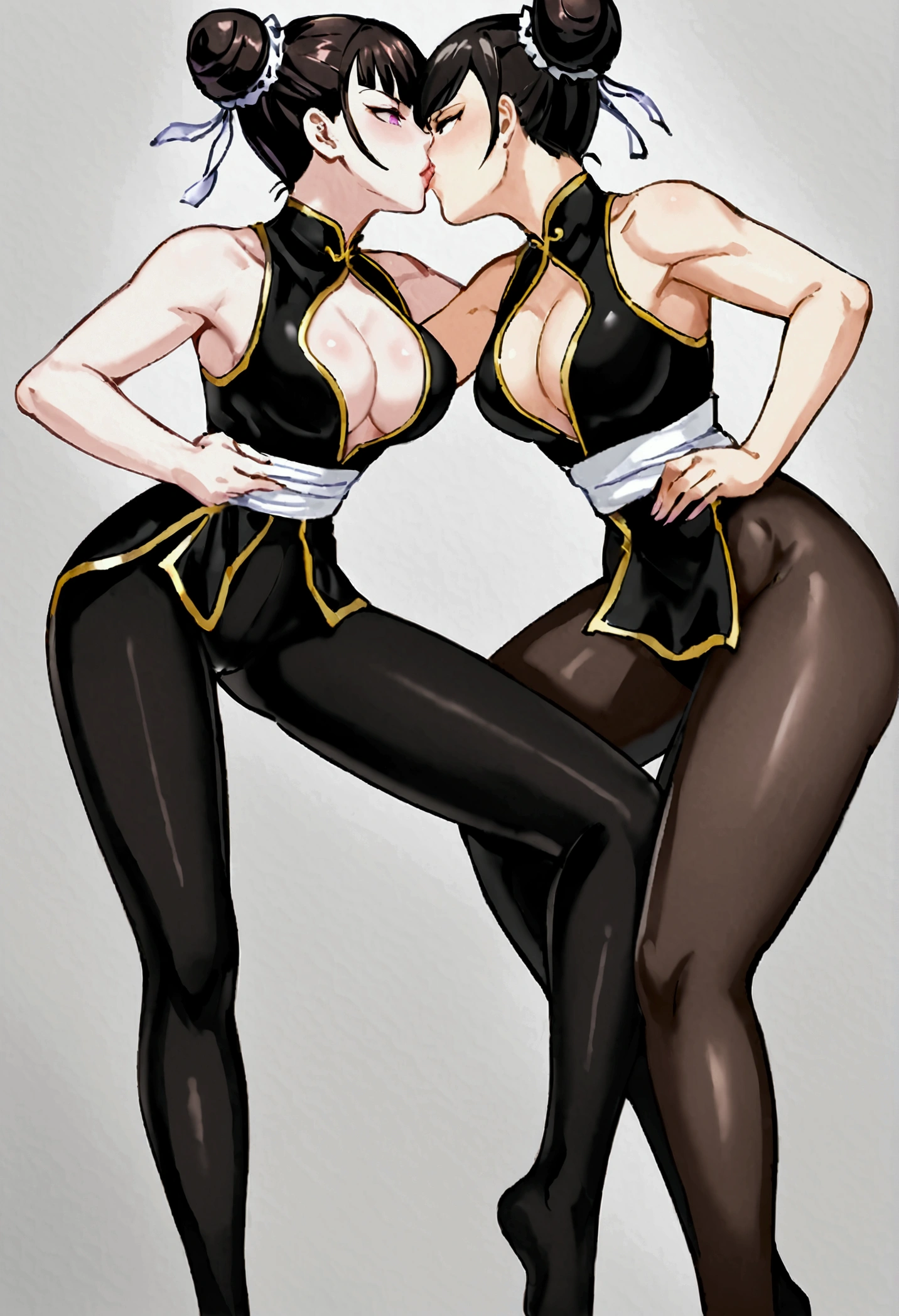 juri han sentada no colo da chun li, fitness com ,dressing May in black pantyhose, sample breasts,,,hair horns,glowing purple eyes,Evil smile,legging preto juri han,labiaa,penetraçao,confrontation,hentai,kissing,kiss,breasts touching