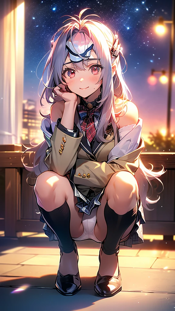 ((masterpiece, highest quality, High resolution, 超High resolution, pixel perfect, Depth of written boundary, 4K, RTX, human development report))), 1 girl, single, alone, beauty、see the whole body、 ((long hair, short riuhai, reddish brown hair)), ((Blue eyes, beautiful eyelashes, realistic eyes)), ((detailed face, blush:1.2)), ((smooth texture:0.75, lively texture:0.65, lively:1.1, Anime CG style)), medium breasts, perfect body, smile, attractive way to sit, Brewing tea in a teapot, (The wind blows my hair,bare shoulders、expose her breasts、black tights) , It snows heavily at night、(((show panties:1.3)))、((((M-shaped spread legs:1.4))))
、first-class, masterpiece, High resolution, (Full body diagram from head to toe), front, frontComposition from slightly below, symmetry, 18 year old tall girl, alone, (whole body from head to toe), (small breasts), Unkempt brown hair, bangs, ((black tights)),( (black pantyhose)),(white luxury lingerie), (sit with legs spread), (squatting pose), (Composition showing white panties), (her legs spread、I can see white pants.), (I was made to sit on the floor with my legs apart..), ((((M-shaped spread legs)))), thin legs, A very beautiful and tall 18 year old girl, (not wearing shoes), blush, shy big eyes, looking at camera, (((Blazer Uniform, plaid pleated skirt)))、Please sit across from me、((Vulgarity)),