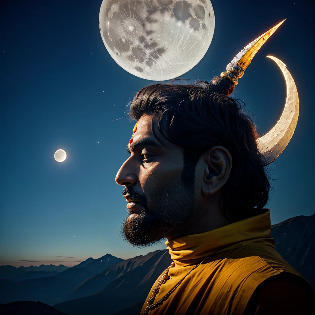 Shiv ji with moon on his head