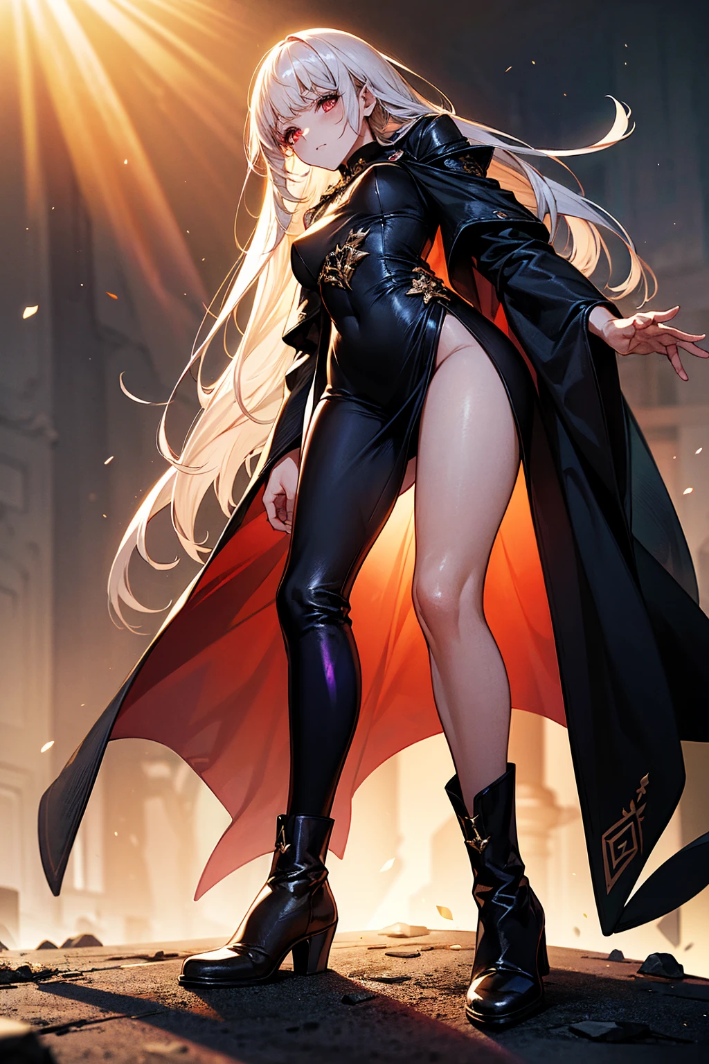 Sexy giantess woman in a tight black dress, with long blonde hair and green eyes, strides through a futuristic city, her towering form crushing everything beneath her feet. She smirks down at the tiny humans by her heels, her gaze filled with playful malice. Giantess, Goddess, sexy legs, heels, hot, curvy body, mommy issues, small town, small people, tiny people, macrophilia, perspective from below, high quality, almost naked, mature woman.

