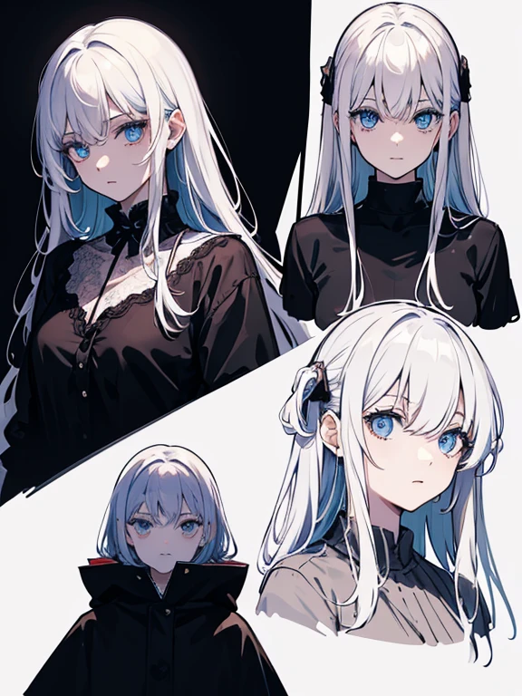 Half of the face is different,sketch (Character design sheet, same characters, whole body, Three-View, front, ~ ~ ~ ~ ~ ~ side, return),(Very bright:1.1), White Background, [1 girl:7], (Tilt your head:1.2), ([sketch|watercolor \(Moderate\)]:1.15),Chaotic abstract background, Vector Trace, グラデーションブレンディング and whole body, Artistic elements add depth to the work. The overall atmosphere is creepy and nightmarish......, With a unique artistic touch. This movie is、The dark and crazy world of horror movies depicted in HD., Evoke visual stimuli and aesthetic sense, that will terrify and excite the audience....,watercolor画, （Lightless, Eyes without highlights, evil eye, Ugly person with white eyes, that&#39;Red eyeliner）,whole body絵, Wearing a maid outfit （Gradient braided hair, (Light purple hair), (Ink blotches:1.1), (pale:1.2),(Light purple:1.2),(Light green:1.2)　Adult features,expensive, wear black tights,Green Eyes, The skin is hidden　and maid, The background is a dark and desolate landscape, Horror movie atmosphere. Her figure is very beautiful, Emphasizing the dark and crazy elements. Skillfully expressing the effects of light and shadow, detailed, The face and expression of the black costume are also carefully drawn.