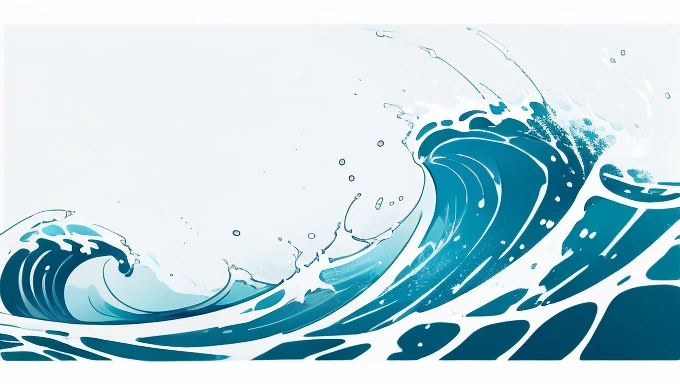 Wave design, Simple, pattern, Can draw, 美しいWave design, Japanese style、Ukiyo-e、No border、There is momentum、Monotonous colors、White background、Only waves