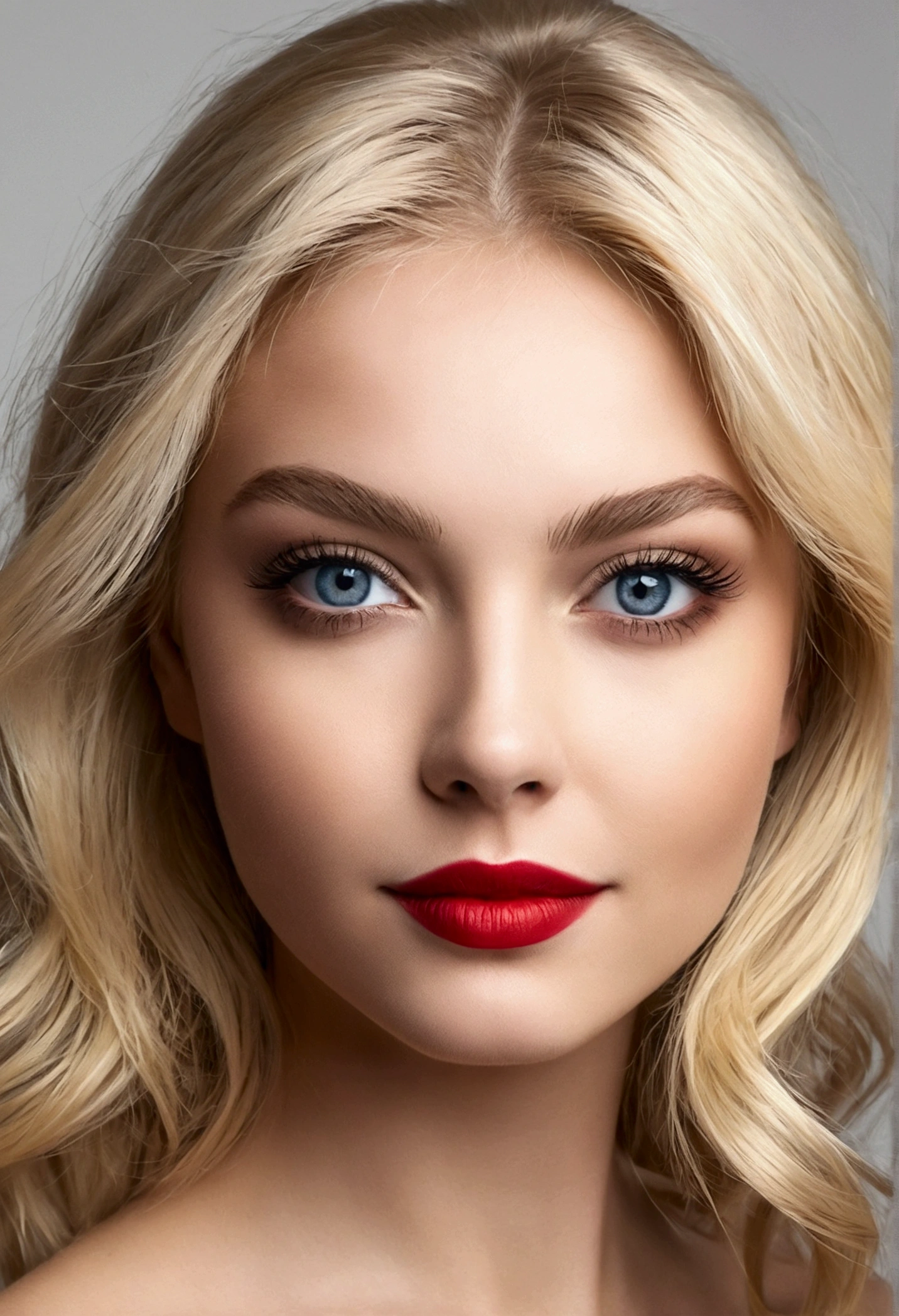 1fille, russe,blonde, (yeux bleus), (souriant), Hanches larges, grande , (Meilleure qualité, 8k,), concentration claire: 1.2, Une beauté corporelle parfaite: 1.4, abdominaux forts :1.2, Texture du visage et de la peau très détaillée, yeux détaillés, yeux bordés de , lèvres rouges, (cheveux longs blonds), Arrière-plan flou,