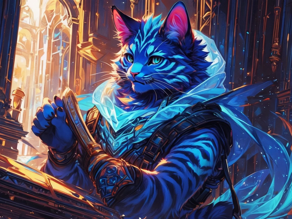 furry,Anthropomorphic cat，blue