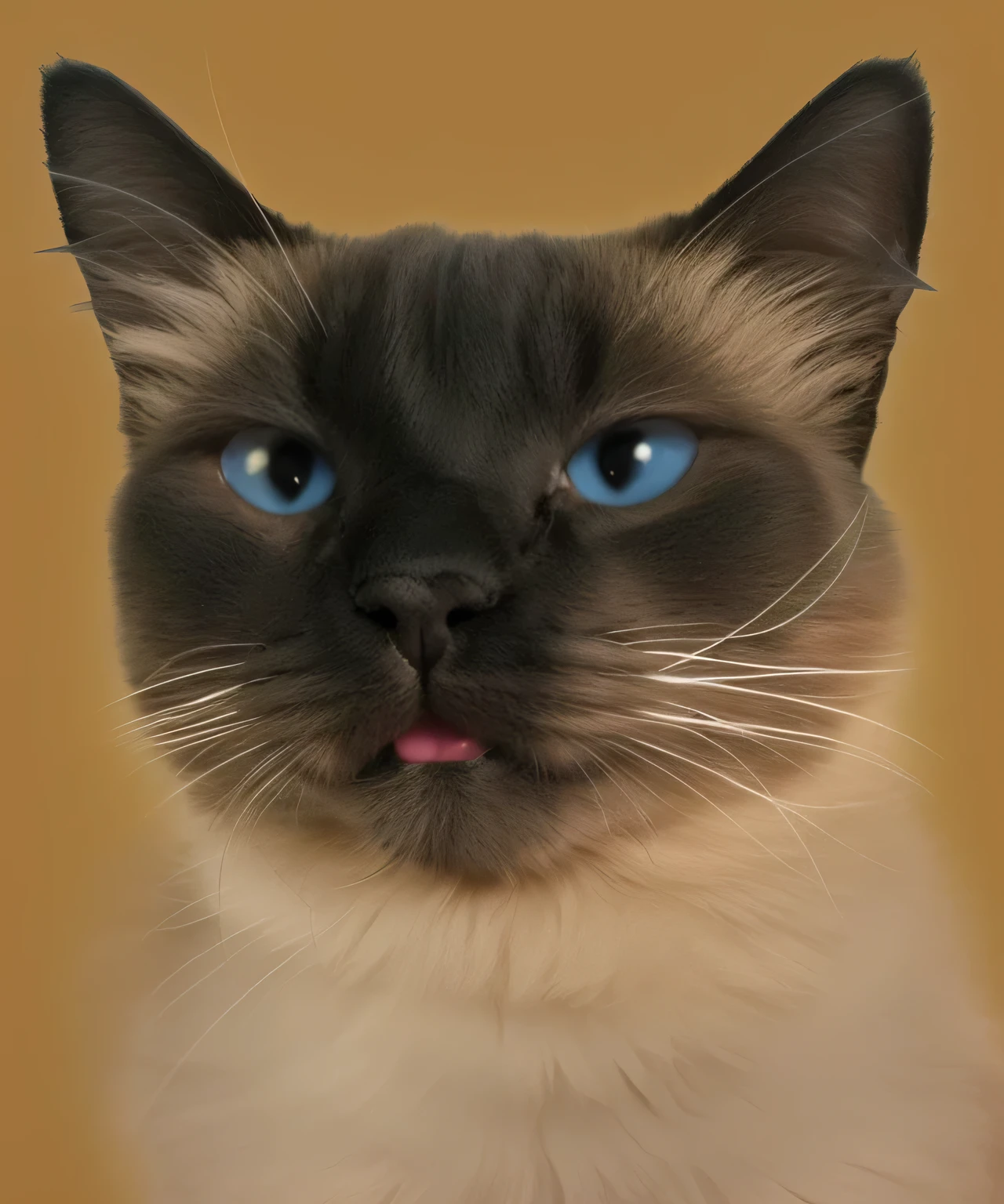 a very cute furry cat, she is very happy, her look is very happy and bright, she is smiling, the image is very detailed