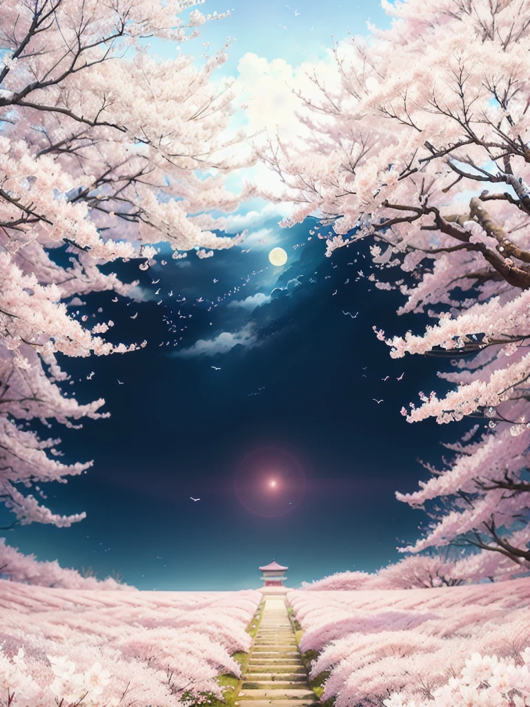 ((masterpiece, Highest quality)), dream-likeロマンチック,spring,landscape,((cherry blossoms)),nature,flower,pink,flowerびら, pinkコーラル,空はpink色, dream-like雰囲気とドラマ, とても魔法的でdream-like, dream-likeシーン, 天国pink, On the cloud, 幻想的でdream-like雰囲気, dream-like、Fantastic, Music video stills