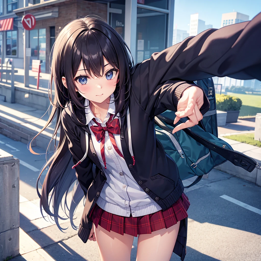 male,School,hoodie,cardigan,skirt,Only one person