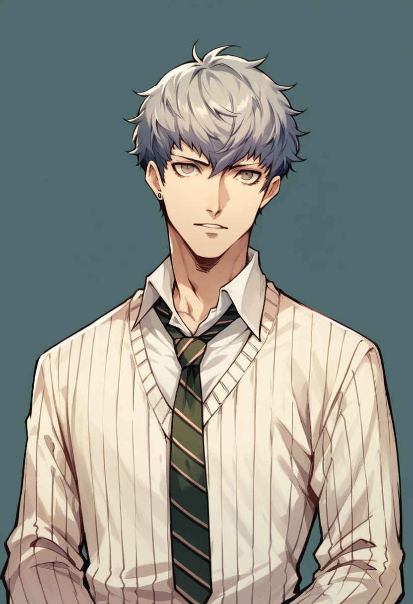 Human Male , ((wearing Sweater)) ,Tie , short hair Style ,Persona Style ,Original character