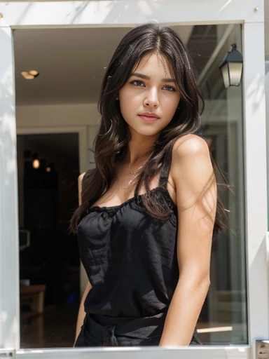 A ultra beautiful girl; black hairs; Brown eyes; cute; ultra photo realistic; european race