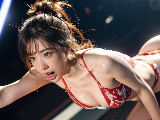 ((Highest quality)), ((masterpiece)), (detailed), (realistic, photo-realistic), ((crowd)), (a beautiful 26 years old Japanese idol woman raped on idol stage with multiple man), (colorful sexy micro bikini), (cleavage, collarbone, public indecency, outdoor), (messy hair:1.3), (ecstasy:1.2), (slut:1.2), (vulgarity:1.3), (fucked silly:1.2), (steam:1.1), (Wet:0.9), (sweat:1.1), wince, (orgasm:1.2), (panicking:1.0), (flowing sweat:1.1), full body, cum on body, trembling, rape,