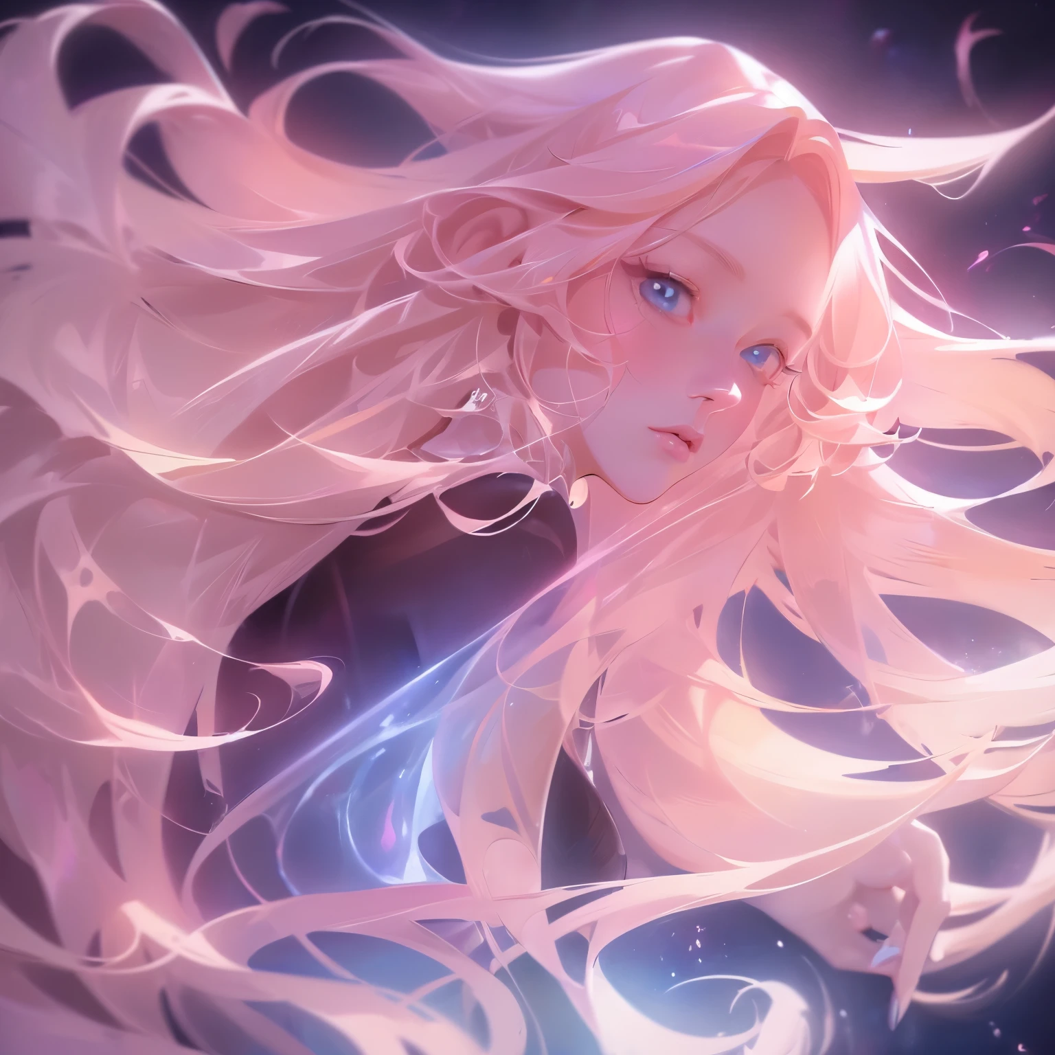 Exquisite and beautiful CG artwork),(best quality, Extremely detailed, high resolution),(Dynamic Angle, Dynamic Lighting),(1 character),(Long pink blonde hair), blue eyes, Pretty Face), 1 girl