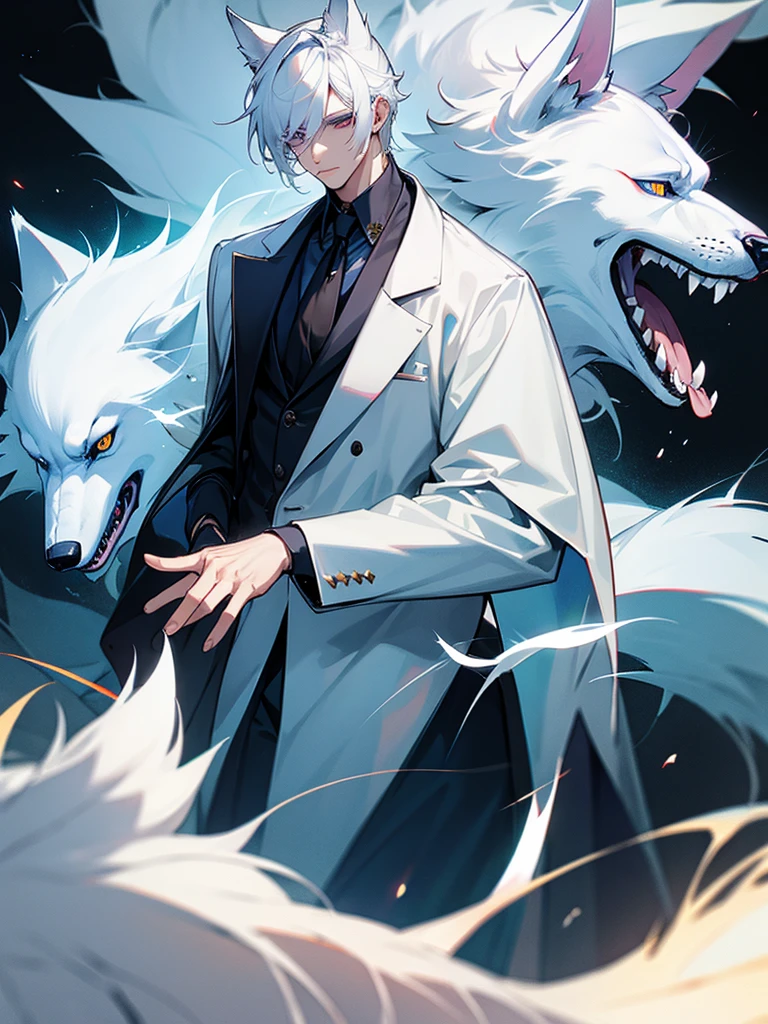 A male psychologist with handsome albino wolf ears