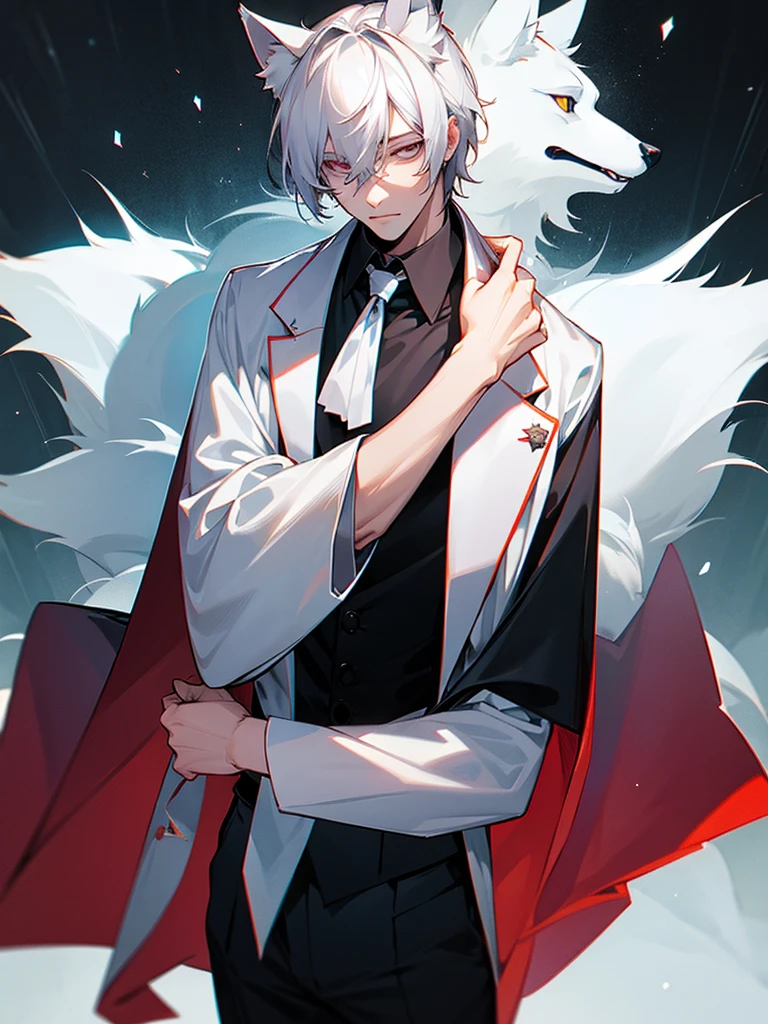 A male psychologist with handsome albino wolf ears