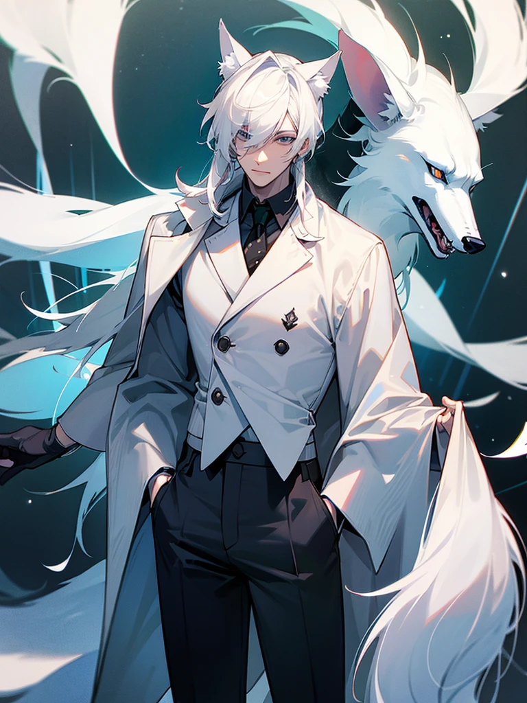 A male psychologist with handsome albino wolf ears