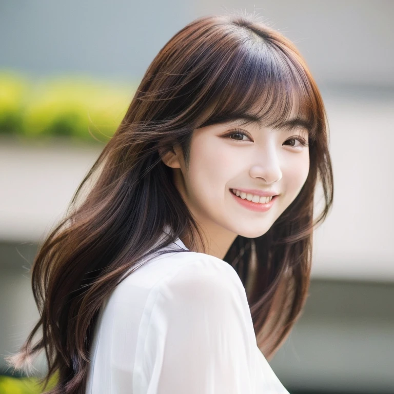 (masterpiece,best quality:1.4),(8k,raw photo,photo realistic:1.2),shiny skin,detailed skin,detailed face,detailed eyes,1girl, (((Japanese woman))), beautiful face, ( masterpiece , ultra Detailed ) , (((photo reality))), (((photo))), (((real))), (((haircut of uniform length))), straight hair, (((long hair))), (((brown hair))), (((brown eyebrows))), thin eyebrows, Downturned eyes, Sensual eyes, Pointy nose, delicate chin, alabaster skin, milky skin, Oblong face, (((looking at viewer)))