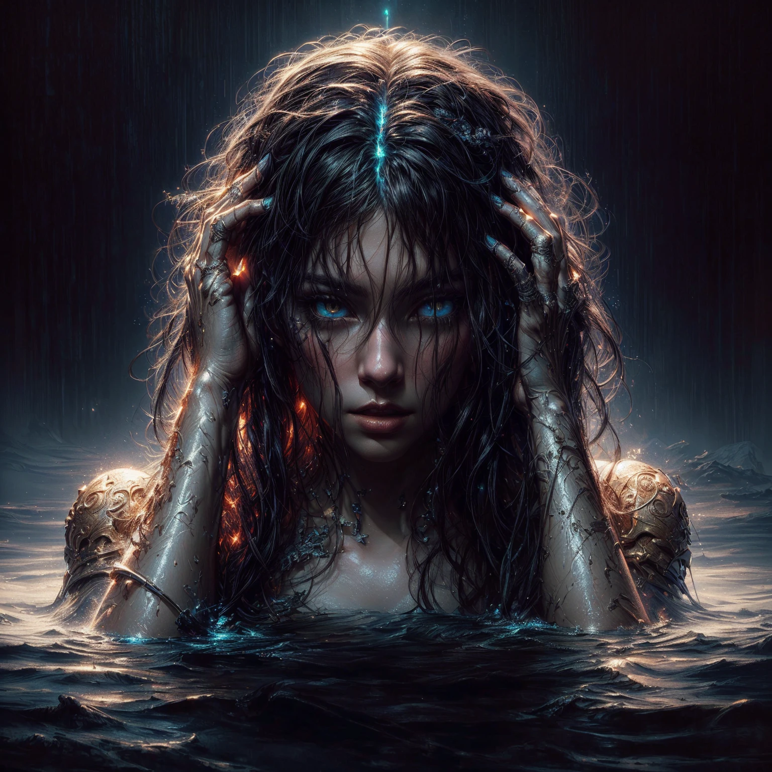 masterpiece, best quality, (extremely detailed CG unity 8k wallpaper), (best quality), (best illustration), (best shadow), absurdres, realistic lighting, (Abyss), beautiful detailed glow, art by PeterMohrBacher,