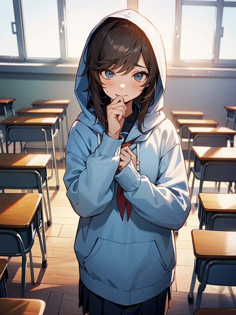 School,classroom,uniform,hoodie,Crossdresser