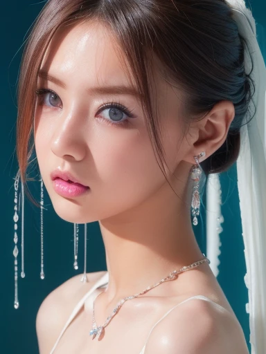 ((8K, top-quality, ​masterpiece, 超A high resolution, Photorealsitic:1.5)), 1girl in, 35 year old, Perfect dynamic composition, tilt the neck, Look up at the viewer on the bed:1.4, Highly detailed eye and face texture:1.3, Fair skin, (White liquid dripping on the face:1.3), (Beautiful blue eyes, Eyes that feel beautiful eros:1,5), (Face feeling ecstasy:1.5, Sexy face:1.5), (A mouthfeel that feels beautiful eros:1.55), (Facial expression when you feel that you are being caressed violently:1.8), (An expression immersed in intense pleasure:1.8), (foco nítido, Cinematic lighting), Show face only, ((((Too erotic)))), Cute sexy woman