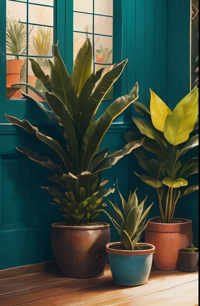there are two potted plants that are sitting in a pot, bromeliads, flowering pineapples, colorful tropical plants, beautiful plants, ❤🔥🍄🌪, tropical flower plants, large exotic flowers, blooming tropical flowers, blue and yellow fauna, tropical houseplants, cactus and flowers, flowering pineapples and orchids, huge flame fantasy plant, tropical flowers
