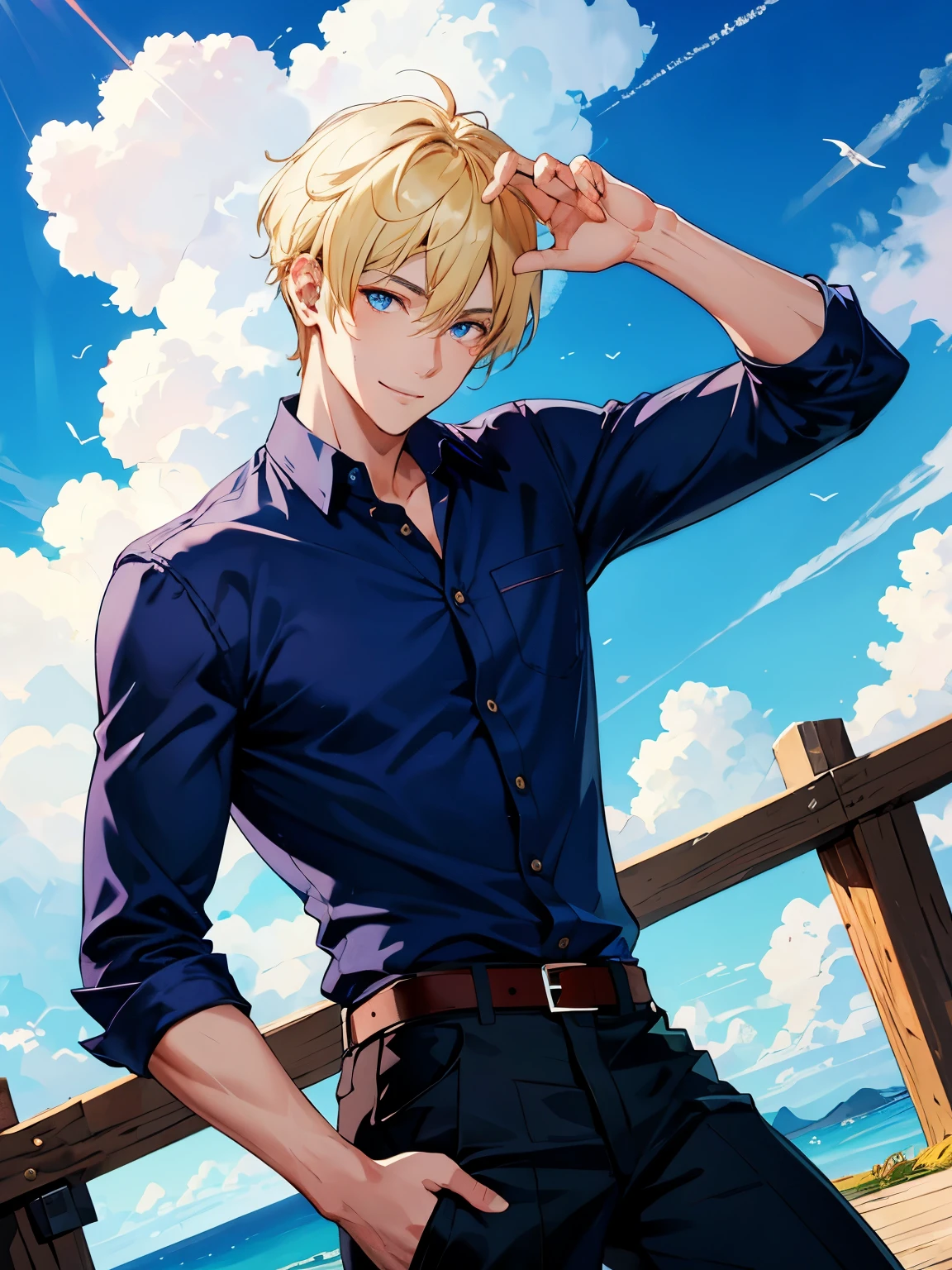 More about Ultra HD, blue sky, Handsome boy, Idol, An innocent smile, blue eyes, Blonde