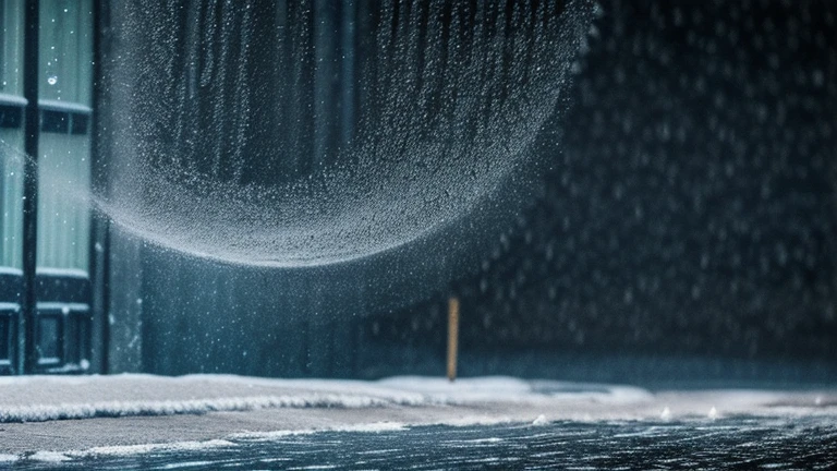 black background with rain or snow effect.