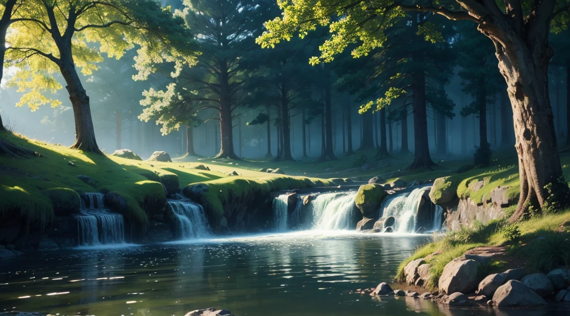 naturey, Realism, 4K, sky, TREES, water, sky, stele, lights