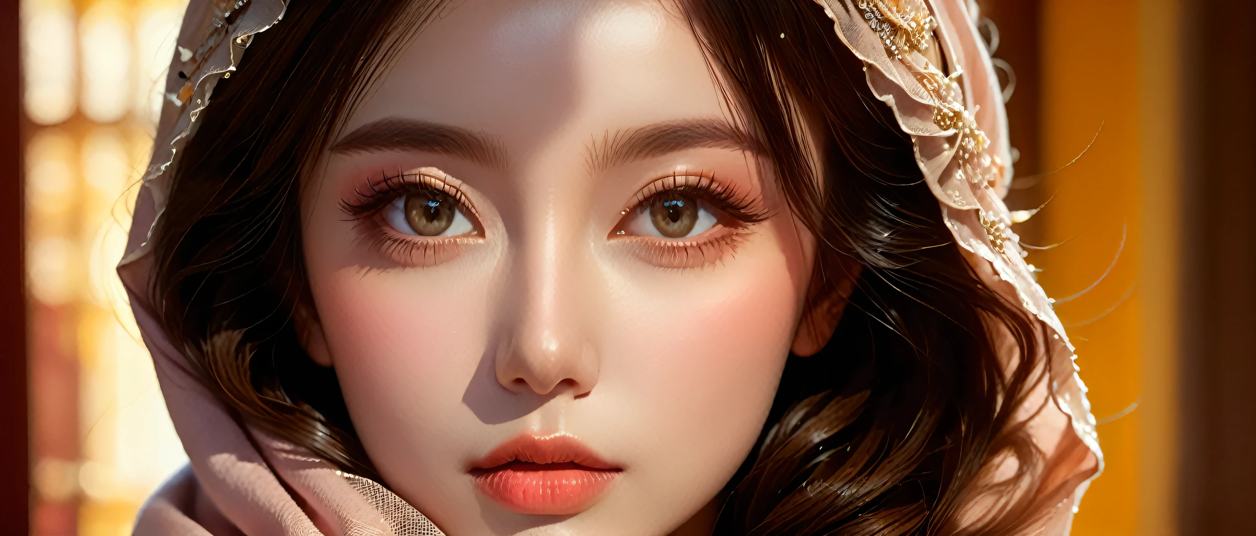 detailed portrait of a beautiful young woman, delicate facial features, intricate hairstyle, elegant dress, expressive eyes, natural lighting, warm color palette, cinematic composition, highly detailed, photorealistic, (best quality,4k,8k,highres,masterpiece:1.2),ultra-detailed,(realistic,photorealistic,photo-realistic:1.37),vibrant colors,cinematic lighting,ethereal atmosphere