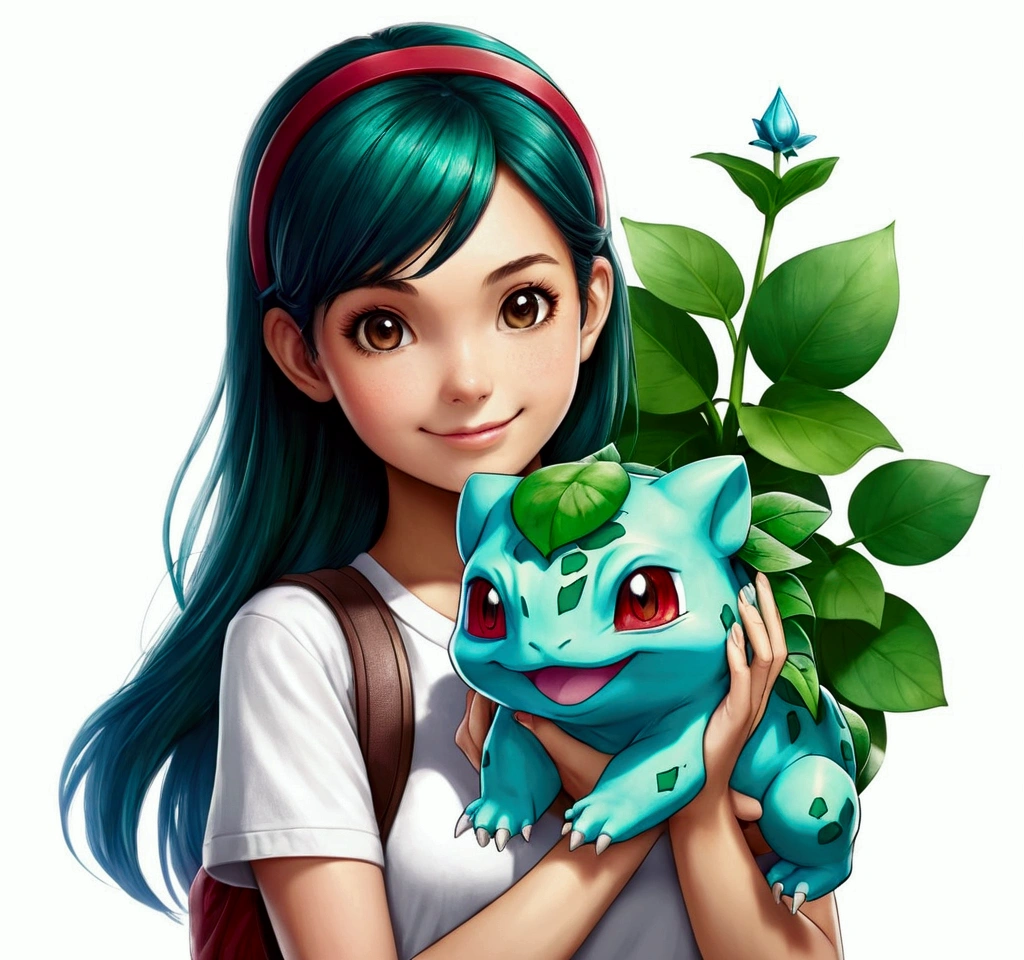 Bulbasaur Pokémon with a cute girl
