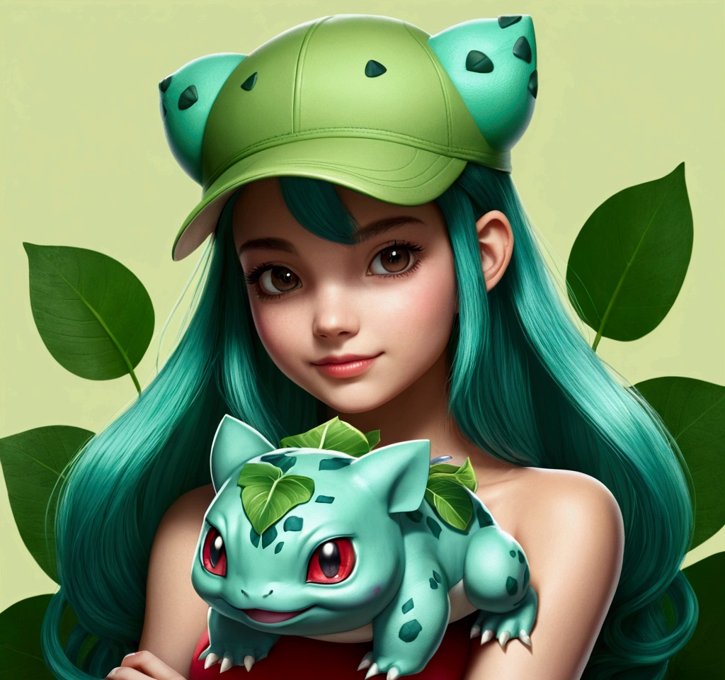 Bulbasaur Pokémon with a cute girl
