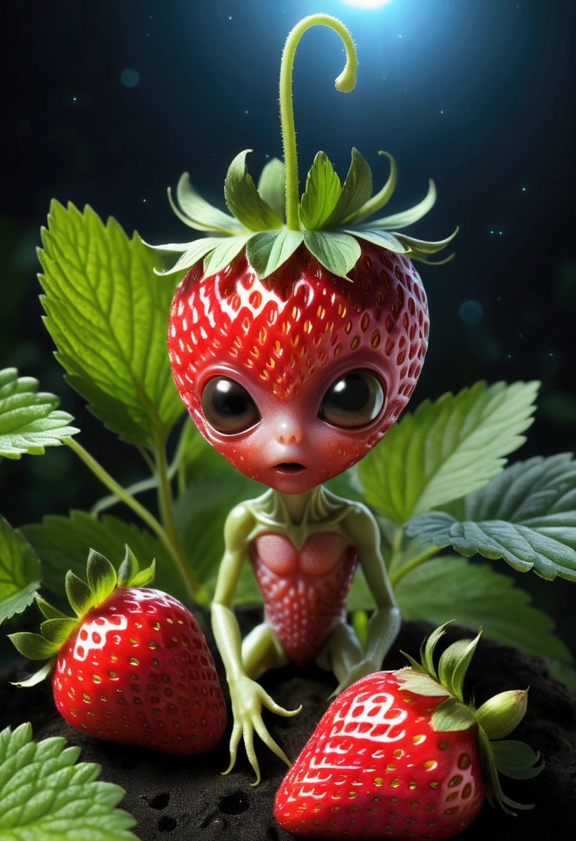 Strawberry Alien Born from Strawberries