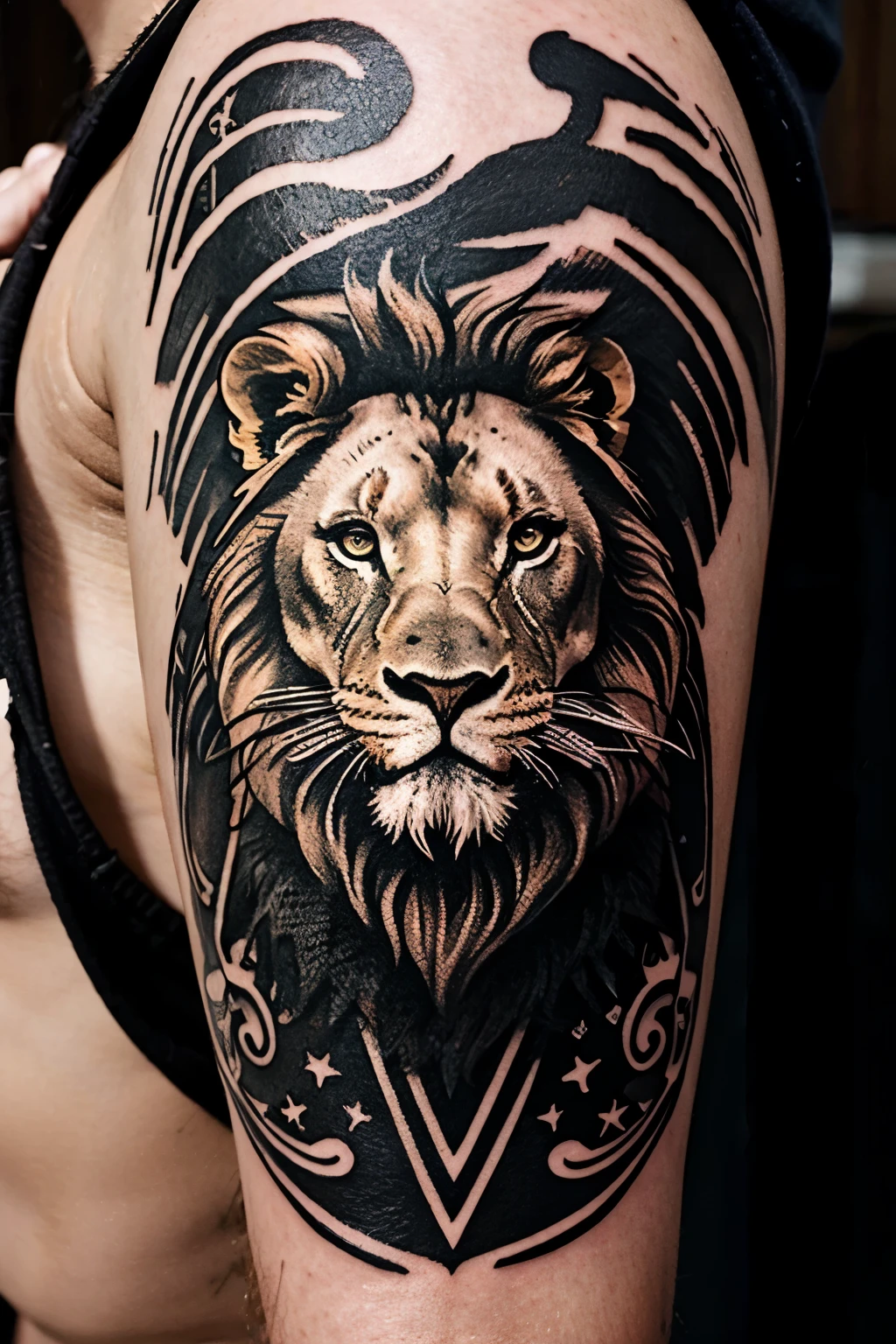 Arm band lion tattoo