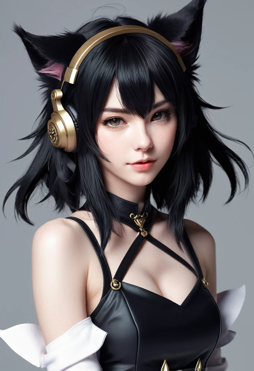 Monster Girl, Cat ear,20th Generation, Alchemist,Realistic Women, Black Hair,cute