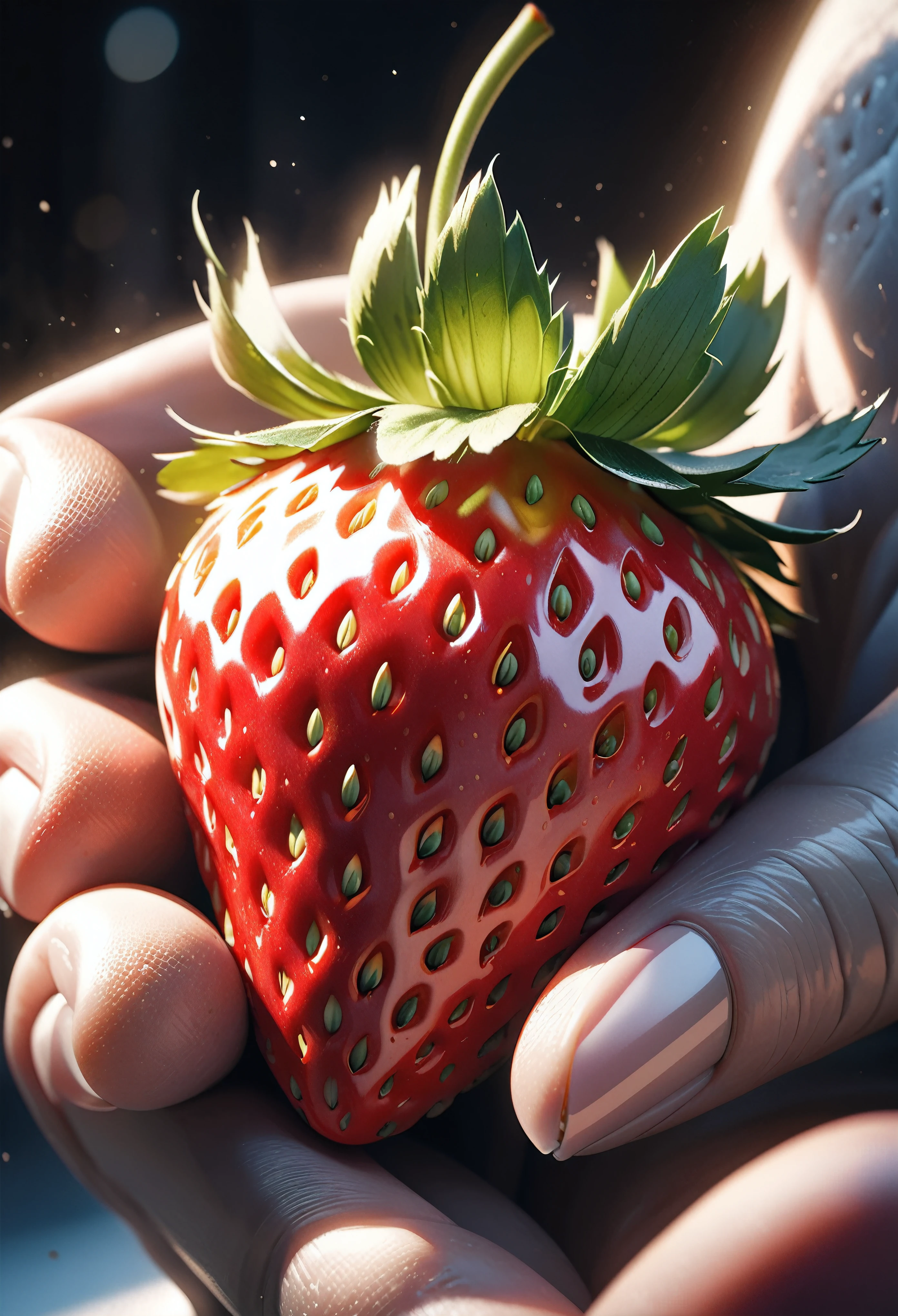 a highly detailed and realistic photograph of a single strawberry, the winner of the BREAK contest for its aesthetic beauty, being carried on an aesthetic journey, with dramatic, beautiful, and visually stunning effects applied, ultra-detailed, 8k, photorealistic, professional, dramatic lighting, vivid colors, cinematic composition, award-winning, masterpiece