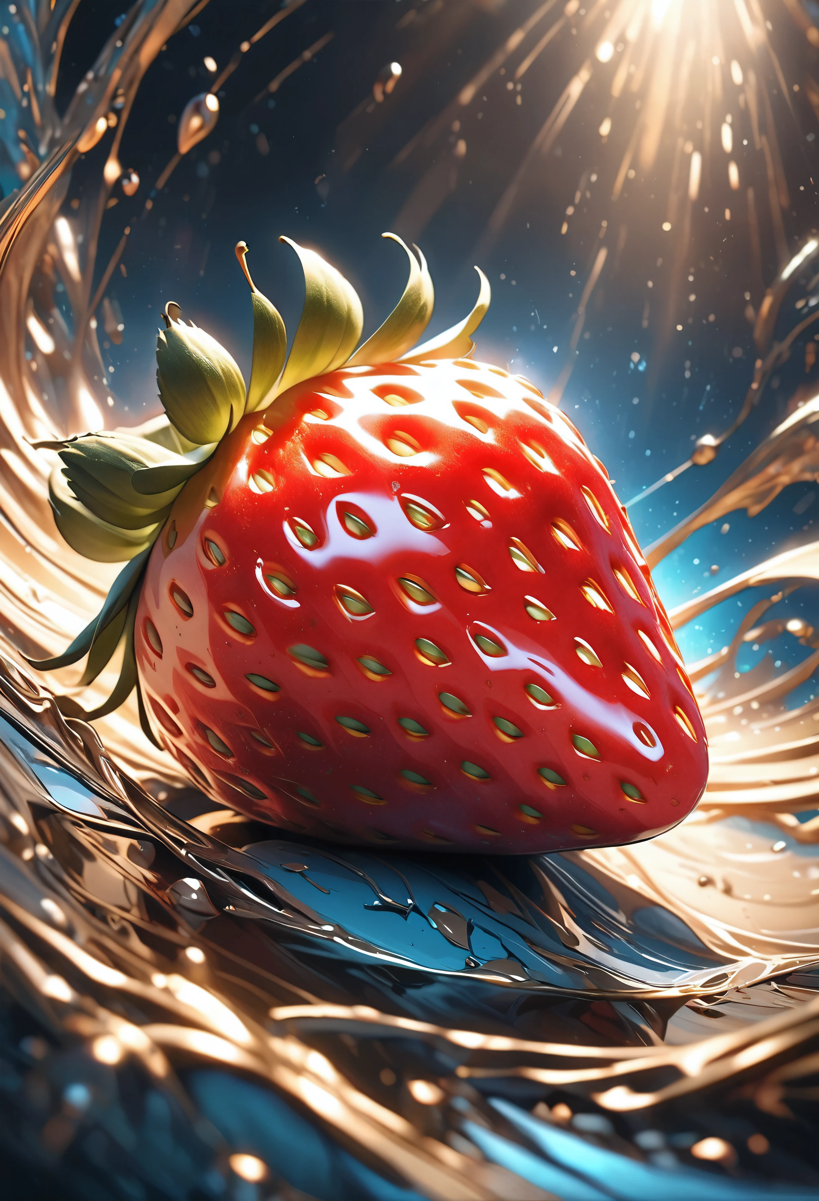 a highly detailed and realistic photograph of a single strawberry, the winner of the BREAK contest for its aesthetic beauty, being carried on an aesthetic journey, with dramatic, beautiful, and visually stunning effects applied, ultra-detailed, 8k, photorealistic, professional, dramatic lighting, vivid colors, cinematic composition, award-winning, masterpiece