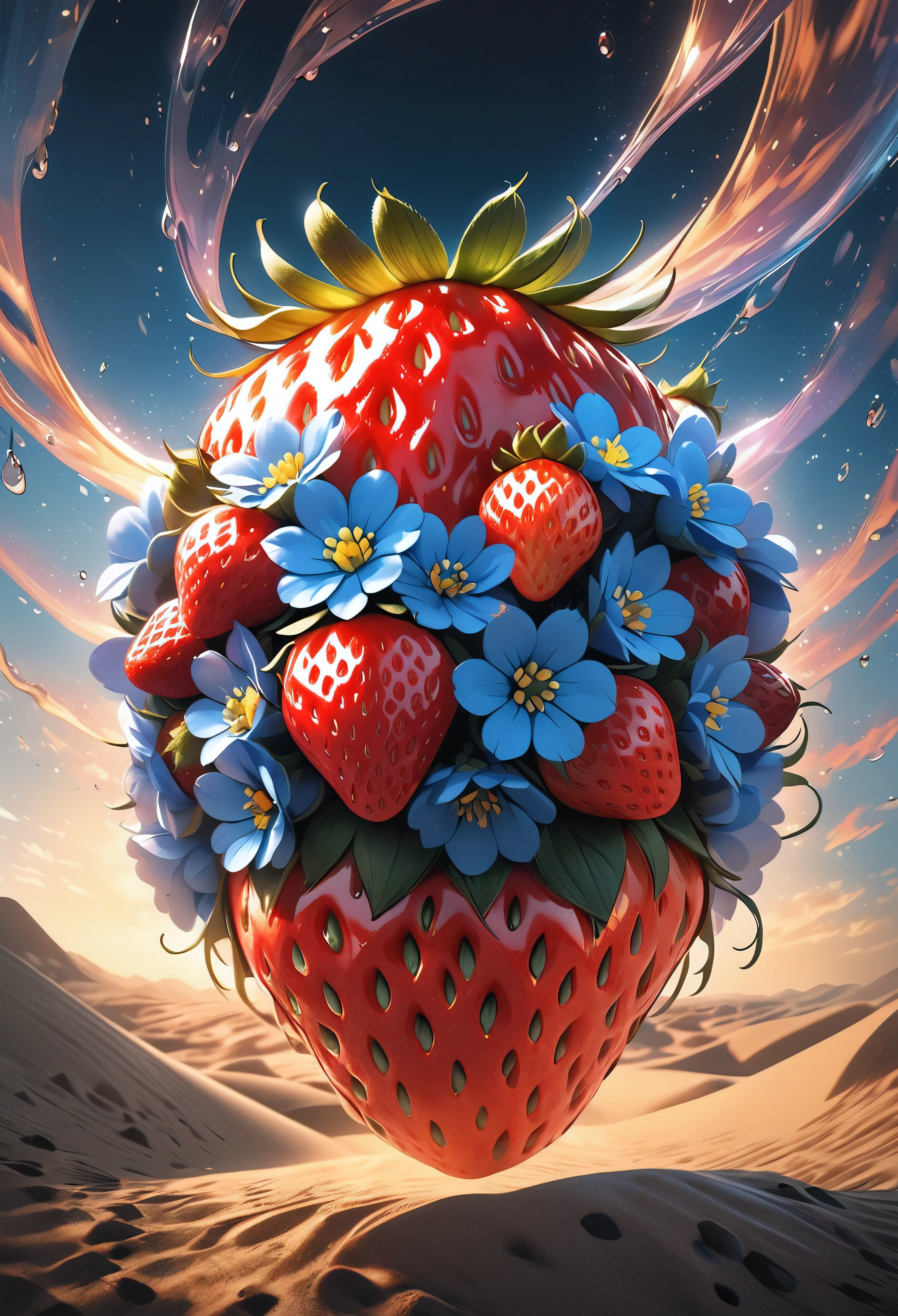 a highly detailed and realistic photograph of a single strawberry, the winner of the BREAK contest for its aesthetic beauty, being carried on an aesthetic journey, with dramatic, beautiful, and visually stunning effects applied, ultra-detailed, 8k, photorealistic, professional, dramatic lighting, vivid colors, cinematic composition, award-winning, masterpiece