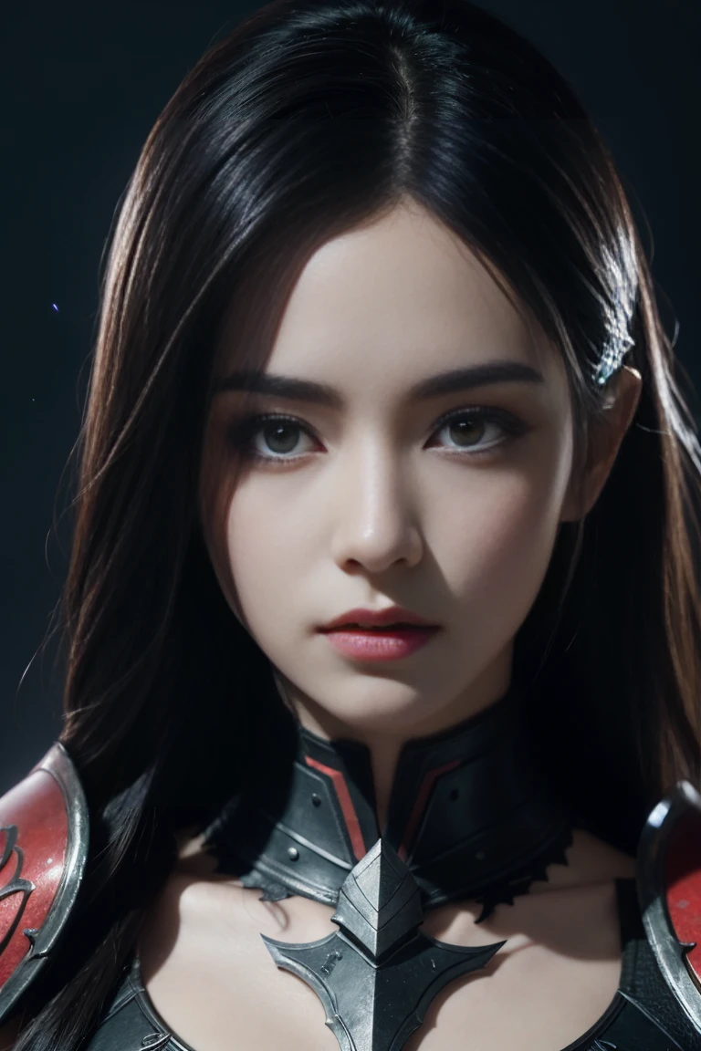 ((masterpiece, ultra detailed)), concept art, illustration, digital art, 1girl, solo, pale young woman surrounded by black smoke with ash ((angry face)) hidden in gothic cathedral, ( (very long hair, black hair)),((red iris and pupil)), knight, silver black knight armor, ((incredibly beautiful)), beautiful eyes, dynamic pose, battle posture ready, elegant pose, red ash, black volumetric smoke dense dark theme, black smoke with ash, dark theme, hdr, bloom, bright, dimming lighting, backlight, cinematic lighting, soft lighting, natural lighting, dramatic lighting, dark lighting, (ornate), intricate, highly detailed, hyper-realistic, trend in artstation, award-winning, fascinating, elegant, RAW photo, absurd, highres, 4k, studio quality, octane, 8k uhd, League of Legends close-up, splash art, ha, Ionia, Noxian armor