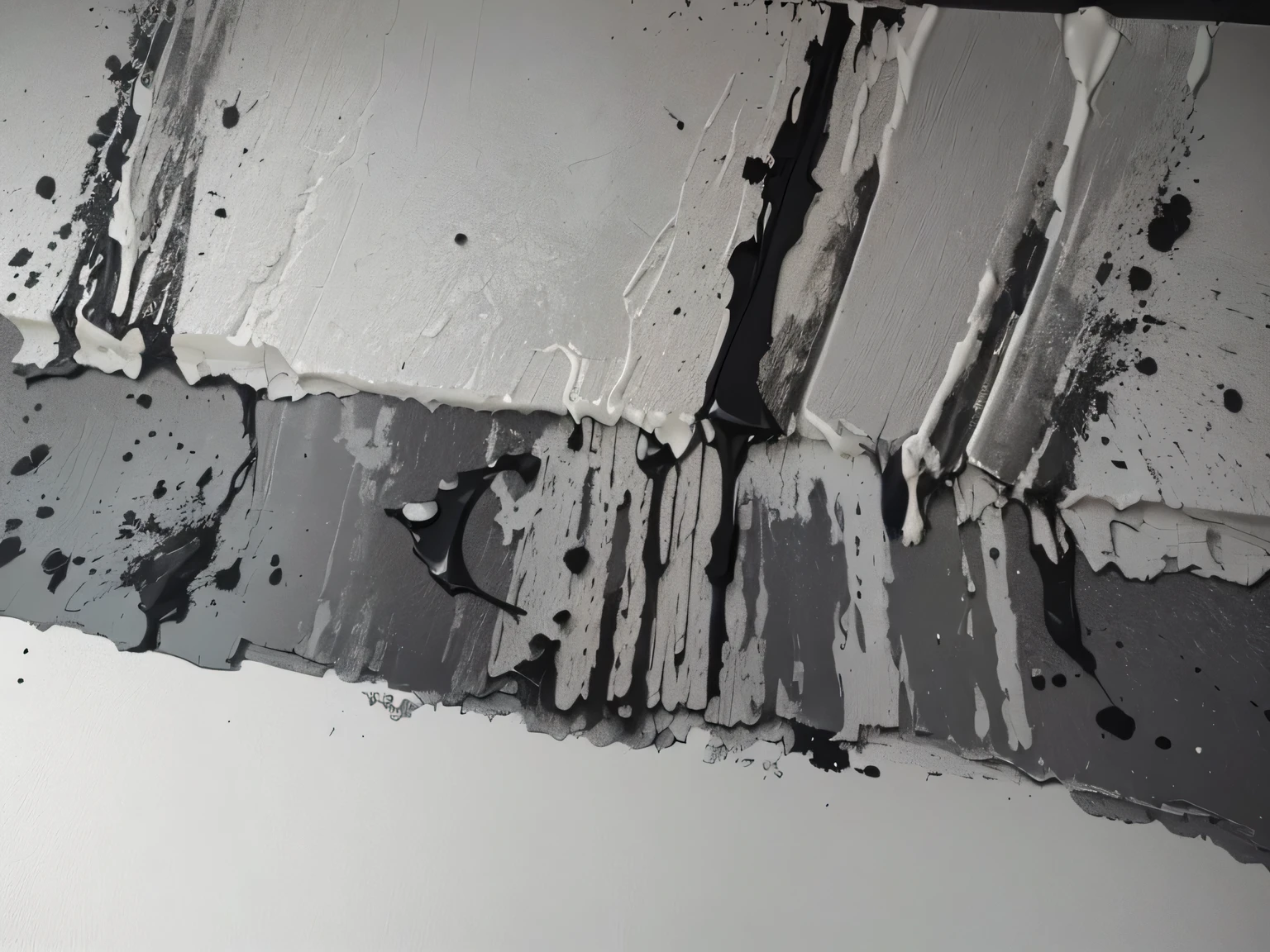 there is a piece of paper that has been torn off, thick paint visible, thick paint, paint smeared with palette knife, paint texture, dripping black and grey paint, detail acrylic palette knife, thick impasto paint, smudged paint, smeared acrylic paint, ink under paint, black and white paint, thick oil paint drip texture, visible paint texturearafed metal surface with peeling paint and a knife sticking out of it, dripping black and grey paint, black paint flows down, black and white paint, melting paint, melted paint, paint texture, covered with liquid tar. dslr, thick oil paint drip texture, painted texture, thick paint, thick paint visible, smudged paint, paint smears, dripping black paint