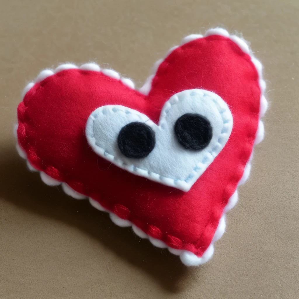 a close up of a stuffed animal with a heart on it, a photo by Anita Kunz, flickr, lowbrow, very detailed felt plushie, felt, bunnypunk, made of felt and cloth and beads, evil. vibrant colors. cute, creepy!!, etsy, springtrap, plush, cute anthropomorphic bunny, plushie