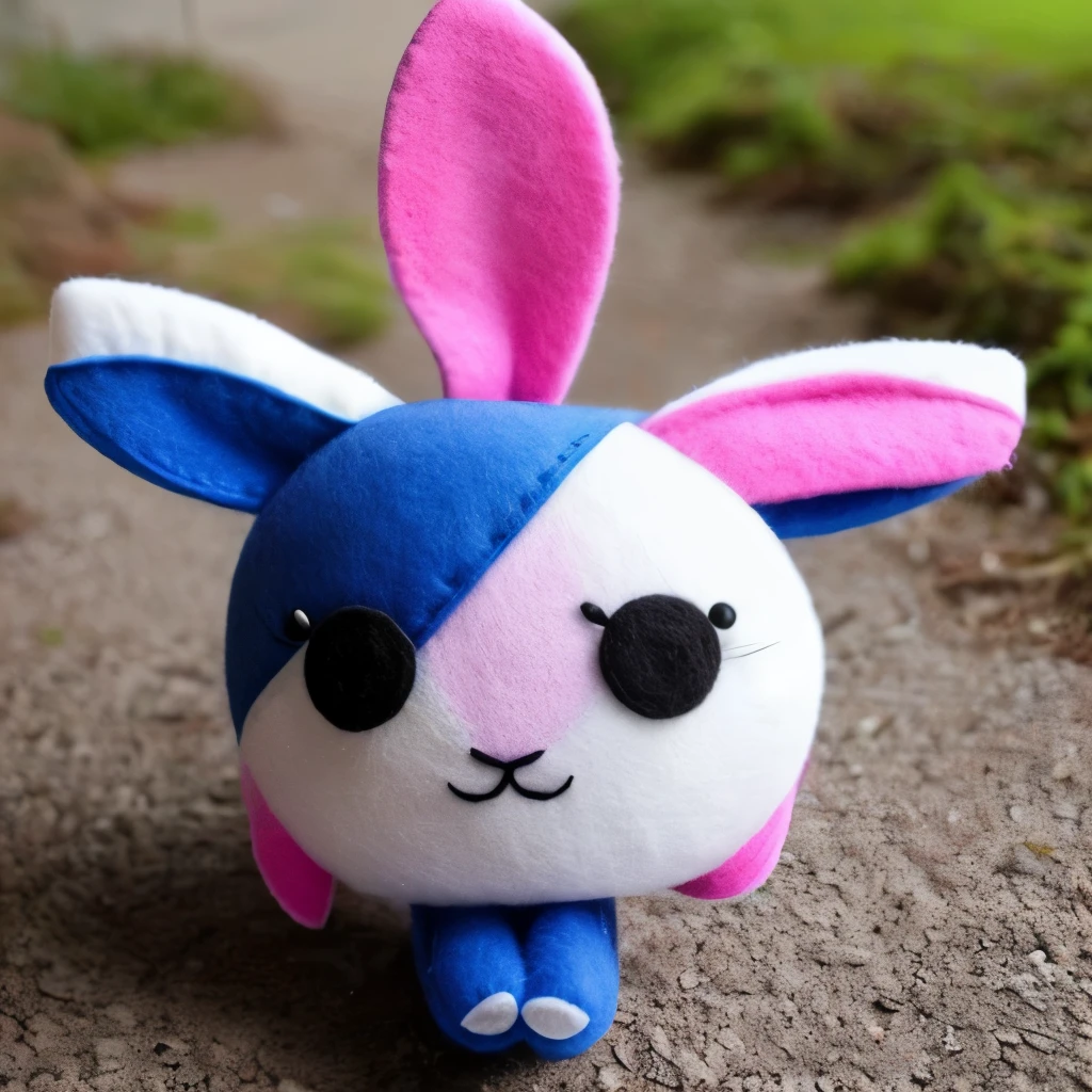 a close up of a stuffed animal with a heart on it, very detailed felt plushie, felt, bunnypunk, made of felt and cloth and beads, evil. vibrant colors. cute, creepy!!, etsy, springtrap, plush, cute anthropomorphic bunny, plushie, creepy!!!, love craftian, sad!, with black horns instead of ears
