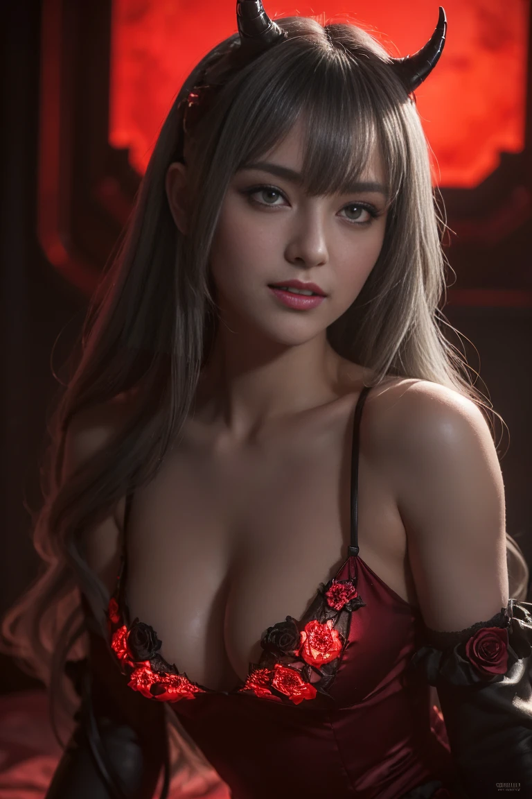 ((masterpiece, ultra detailed)), concept art, illustration, digital art, (Crysis 3), absurdres, highres,diffuse reflection, (ultra detailed:1.0),(Red Theme, Red Light,cinematic lighting:1.3),
looking at viewer, cowboy shot BREAK
(demon horns, demon girl,Gorgeous leotard dresses), (blooming roses in darkness, mysterious allure, shadowy blossoms, haunting beauty, enigmatic garden, petals in obscurity, gothic elegance, deep crimson hues, clandestine blooms, night's embrace, ethereal darkness, romantic melancholy, secretive charm, nocturnal roses, bewitching florals, hidden beauty, twilight enchantment, dark floral splendor, secretive allure, midnight garden:1.3), BREAK
(very long hair, gray hair,blunt bangs,yellow eyes:1.2),(flat chest), atmospheric depth, (seductive smile, evil grin), y sleeves,see-through sleeves, garter straps, all fours, octane, 8k uhd, League of Legends close-up, splash art, ha, Ionia, Noxian armor