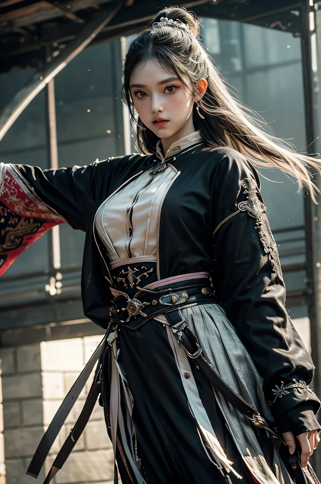 (Best quality), (Masterpiece), a very exquisite and beautiful girl, Very detailed, Amazing, exquisitedetails, offcial art, Super detailed, high-class, beautiful details girl, with a radiant face, a girl standing in front of a dragon, Long, without humans, Dragon, (Floating blonde hair), jade water book, water, Waves, fullofwaterenergy, All mechanical, pink mechanical, mix4,swordsman,1girll