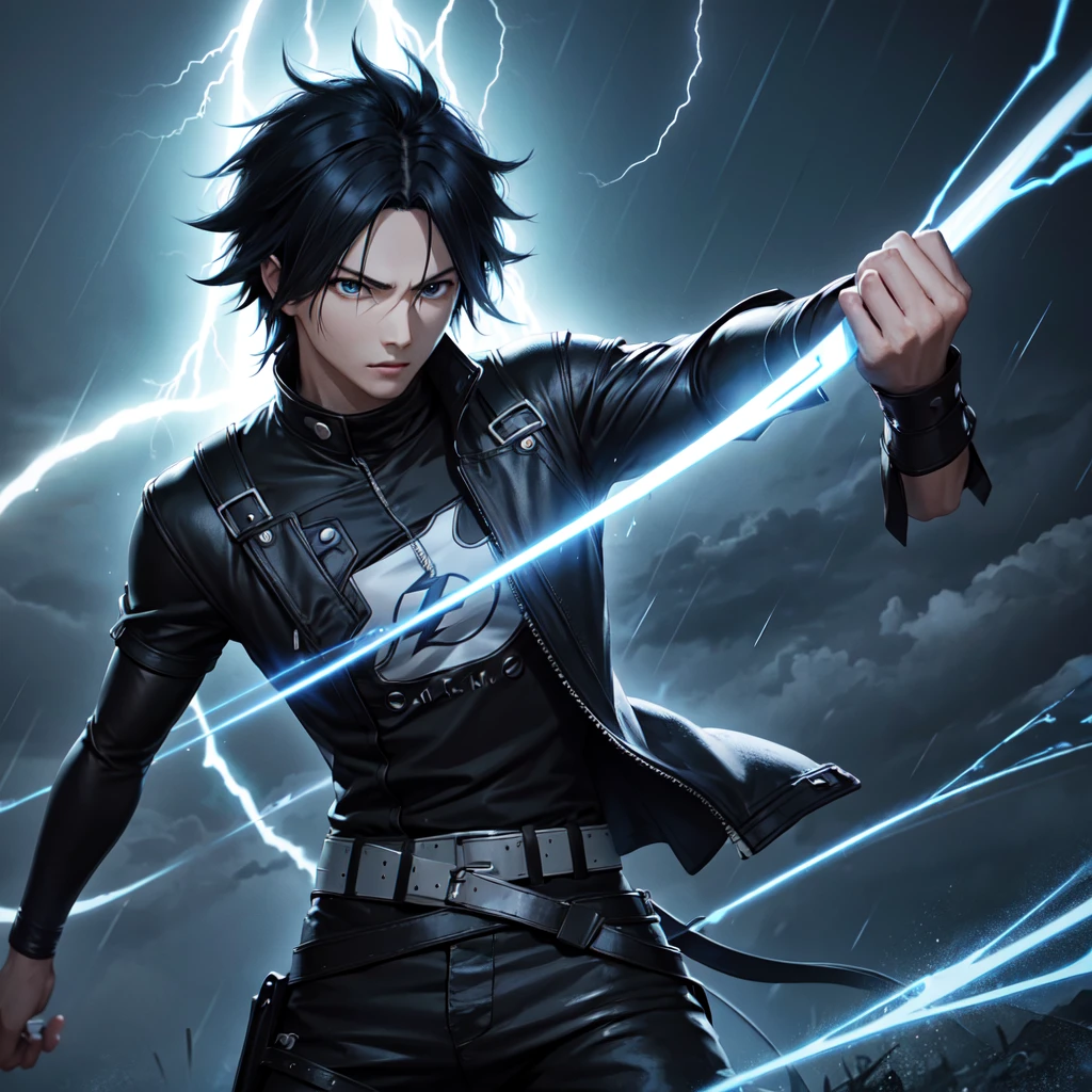 wallpaper for iphone xr in ultra hd, sasuke with lightning in the rain with dark background