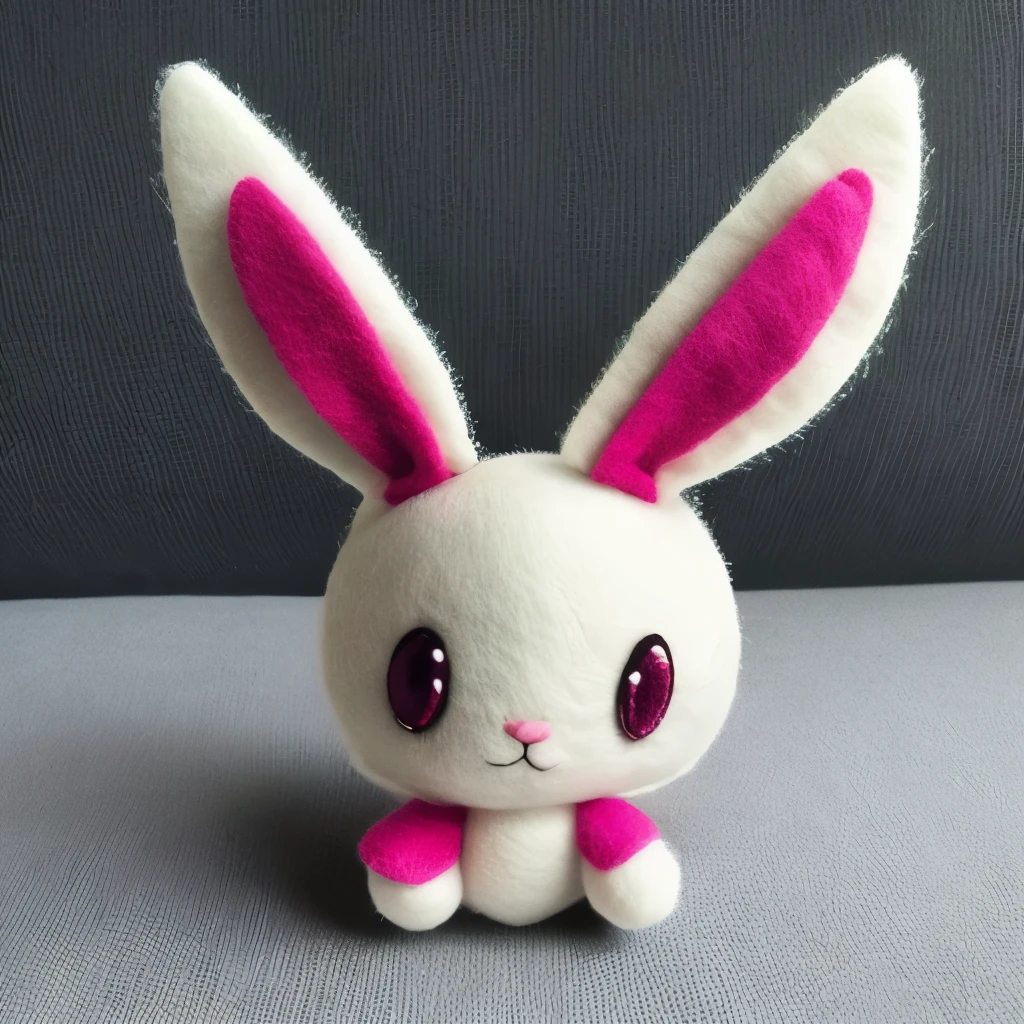 a close up of a stuffed animal with a heart on it, very detailed felt plushie, felt, bunnypunk, made of felt and cloth and beads, evil. vibrant colors. cute, creepy!!, etsy, springtrap, plush, cute anthropomorphic bunny, plushie, creepy!!!, love craftian, sad!, with black horns instead of ears